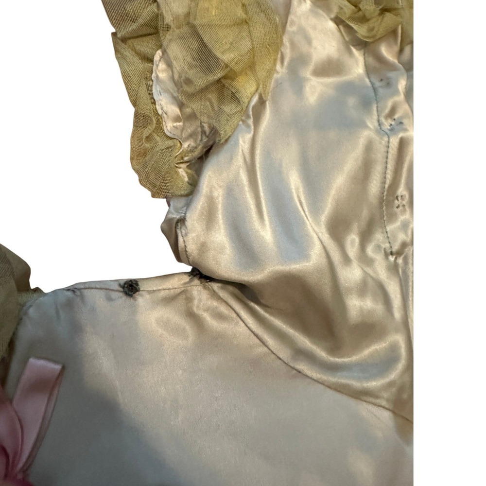 Vintage 40s Girls Costume Dance Theatre Dress Bonnet Tulle Ruffles Satin JS - Picture 8 of 13